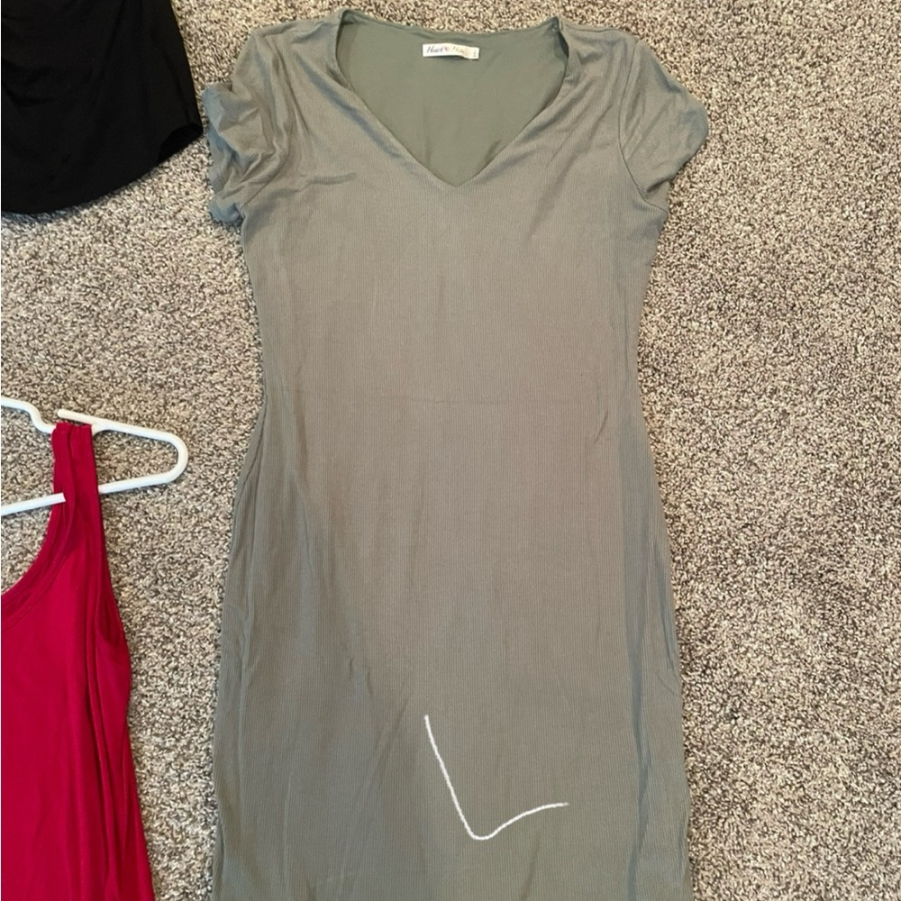 Maternity Gray V-Neck Dressl